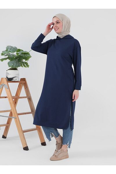 Bwest Hooded Long Sweatshirt - Dark Indigo - Bwest