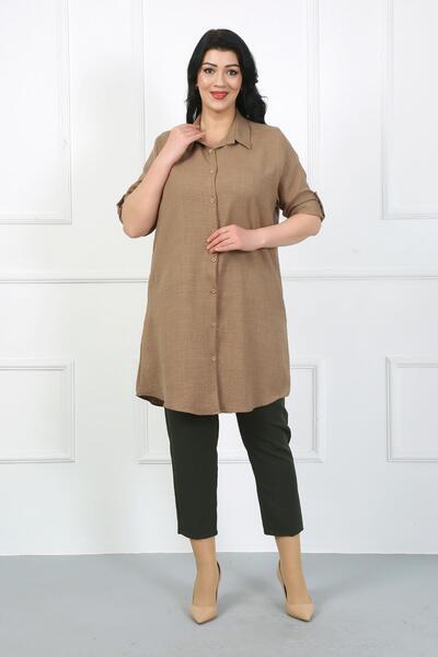By Alba Collection Women's Mink Soft Linen Large Size Tunic