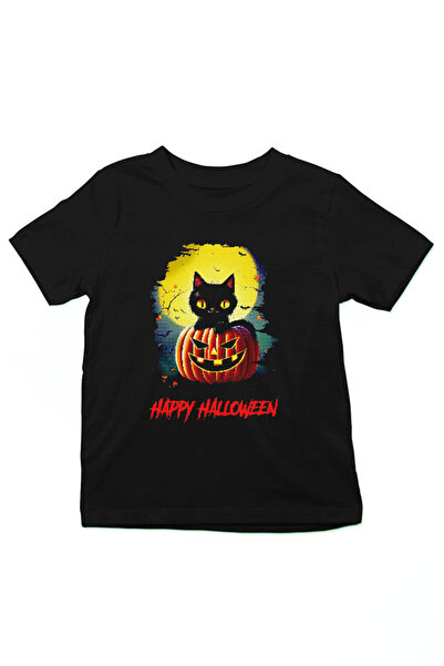 Darkhane Unisex Black Halloween Kids T-Shirt - Kitten T-Shirt