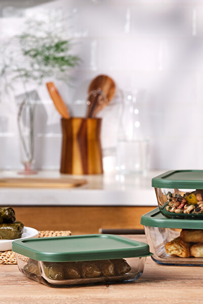 Emsan Daisy 3'lü Kare Borosilikat Saklama Kabı