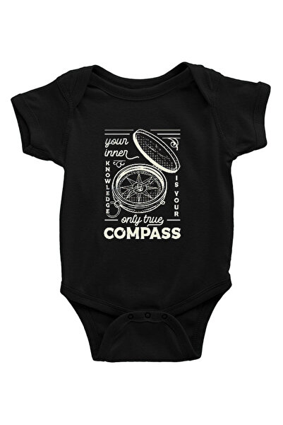Darkhane Orienteering Black Unisex Baby Bodysuit - Zıbın