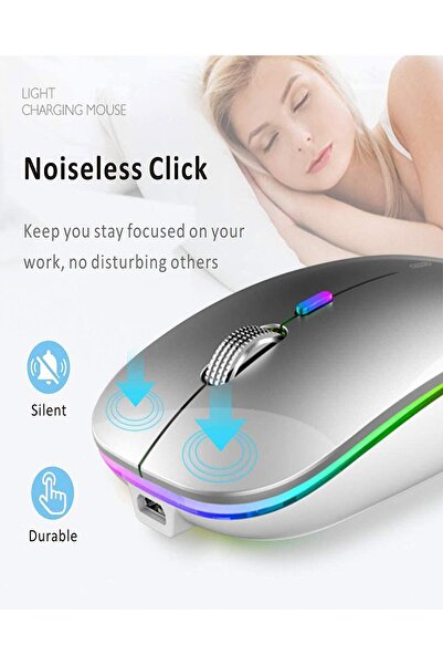 batcell Rgb Led Kablosuz Mouse Optik Wireless Mouse Sessiz Mouse Beyaz