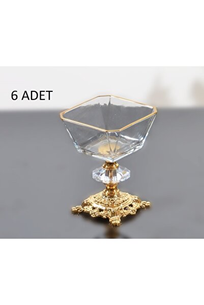 BULUTHOMEAKSESUAR DÖKÜM AYAKLI DONDURMA KASESİ 6 LI GOLD