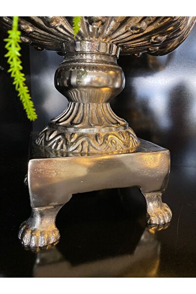 LAMEDORE 1MEH- 125225S Aslan Kulplu Gümüş Küçük Vazo 32x18x45,5 cm