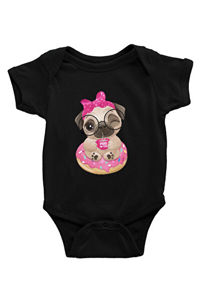 Darkhane black Unisex baby bodysuit - Small Pug with bodysuit Detail