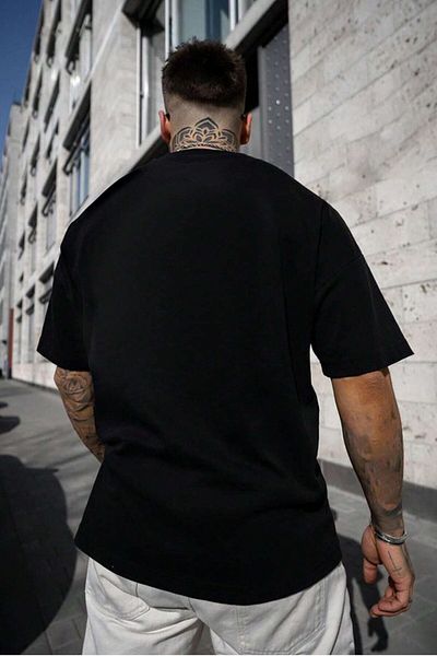 MODAGEN Ανδρικό μπλουζάκι Oversize μαύρο Crew λαιμόκοψη