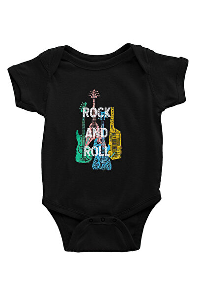 Darkhane Rock And Roll Siyah Unisex Bebek Body - Zıbın