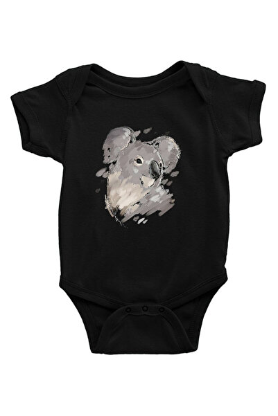 Darkhane Koala Black Unisex Baby Bodysuit - Zıbın