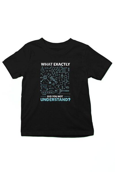 Darkhane Unisex Black Kids T-Shirt - Chemistry Formulas Patterned T-Shirt