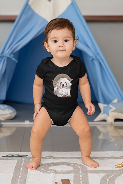 Darkhane black Pudel Unisex baby body - Zıbın