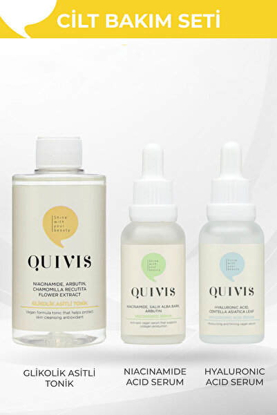Quivis Akne Sivilce Azaltan Cilt tonu eşitliyici Gözenek Sıkılaştırıcı Bakım Seti
