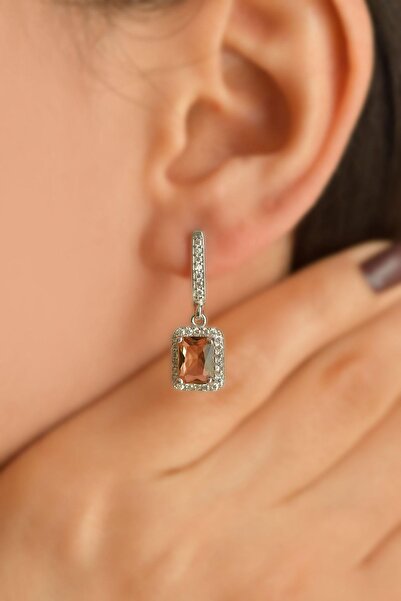 Erdobia Zultanit Taşlı Rodyum Tektaş Sallantılı Baget Gümüş Küpe