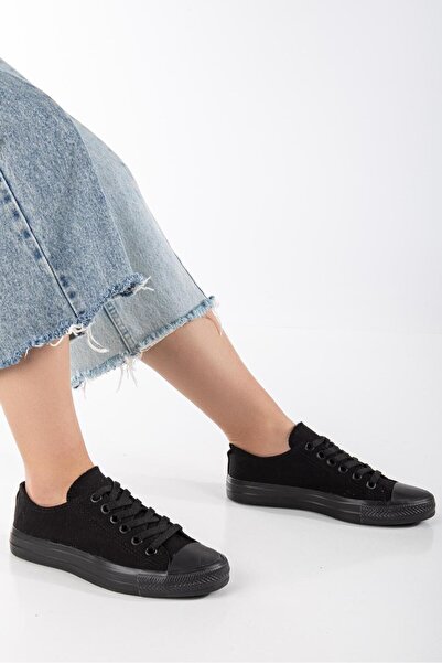 BY İMİS SHOES Unisex Kısa Kömür Keten Sneaker