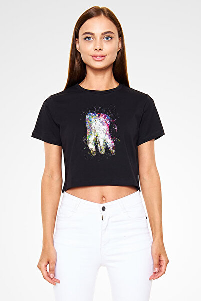 Darkhane Tooth Illustration Dentist Black Unisex Crop Top T-Shirt T-Shirt