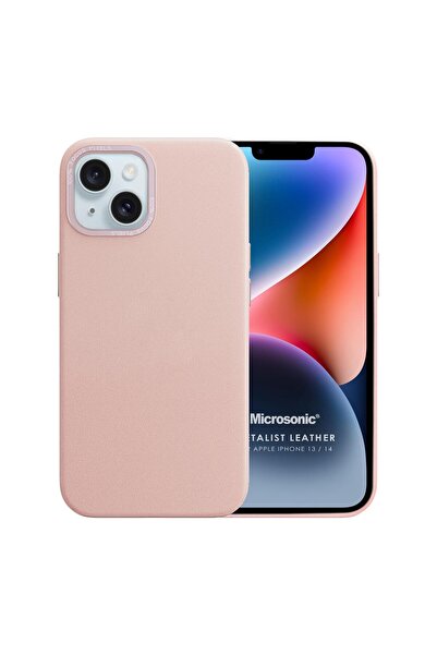 Microsonic Apple iPhone 13 Kılıf Metalist Leather Pembe