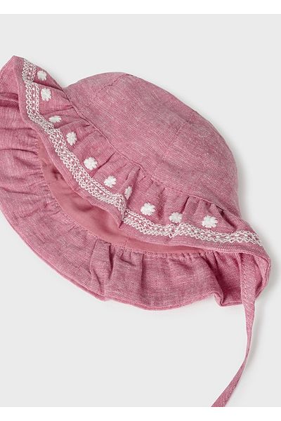 MAYORAL Linen Baby Girl Hat - Embroidered, Model 10661