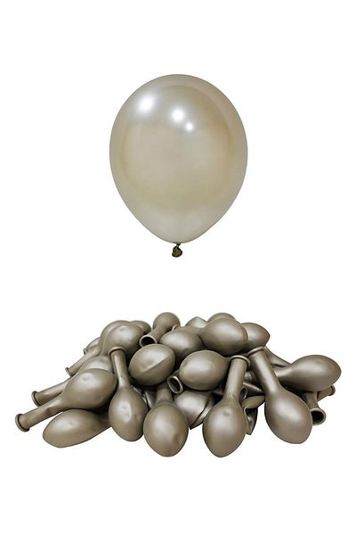 Patladı Gitti 12 Inch Chrome White Gold Balloon 10 Pieces