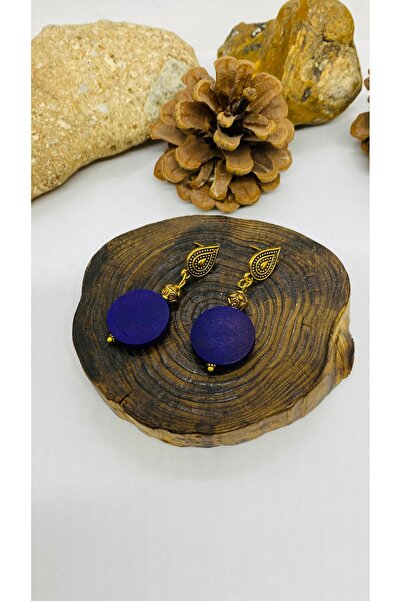 Porsuk Alternatif Handmade Brass Apparatus Wooden Female Earrings