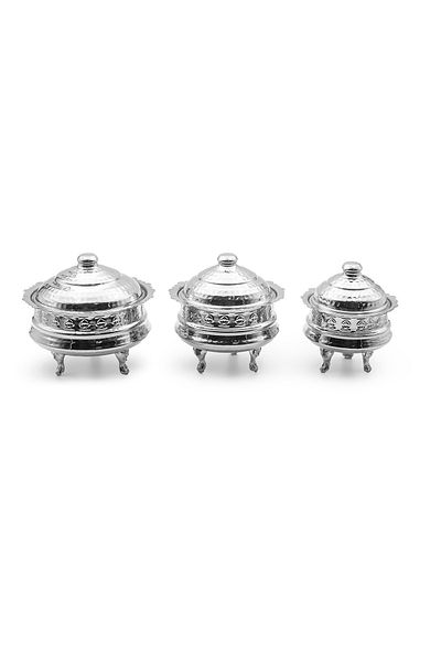 ANTEPSEPETİ 3-Piece Candy Holder Set with Silver Plated Copper Lid