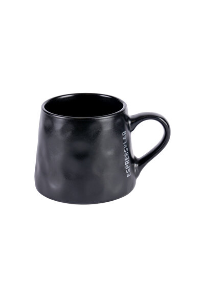 Espressolab 365 ml Textured Black Ceramic Mug No:55 - Aesthetic and Stylish Design
