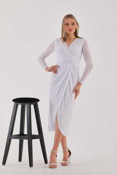 CİXAPLE Double Breasted Pul Sequined Evening Dress