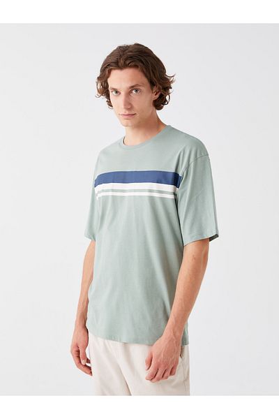LC Waikiki Color Blocked Crew Neck Short Sleeve Men's Combed Cotton T-Shirt