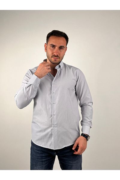 Mad&Calf Ανδρικό μακρυμάνικο πουκάμισο με λεπτή εφαρμογή