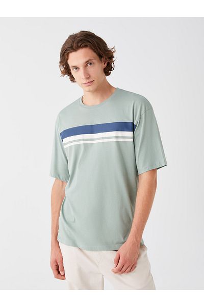 LC Waikiki Color Blocked Crew Neck Short Sleeve Men's Combed Cotton T-Shirt