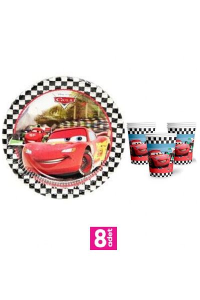 Laviyosa Cars Cardboard Plate Cup Set for 8 Persons