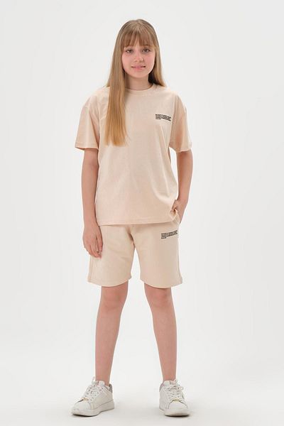 Black One Μπλουζάκι με λαιμόκοψη από 100% βαμβακερό ύφασμα, σορτς για κορίτσια, καλοκαιρινό μπλουζάκι