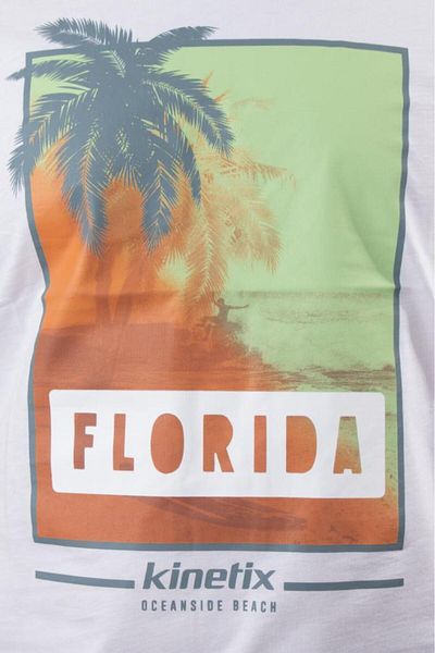 Kinetix Sn813 Ανδρικό T-Shirt Florida White Casual Crew Neck