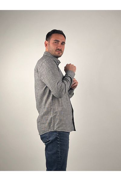 Mad&Calf Ανδρικό μακρυμάνικο πουκάμισο με κέντημα με λεπτή εφαρμογή