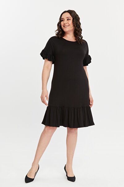 Curvy Trend Φόρεμα βισκόζης με βολάν με φούστα με μανίκια