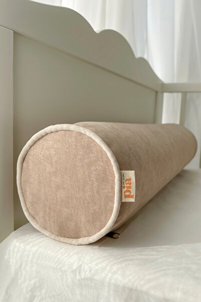 Piamom Toprak Krem Biyeli Fitilli Silindir Sosis Bumper Yastık