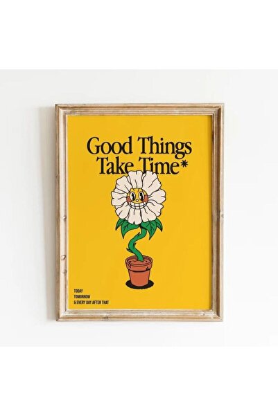 gifttime Καλά πράγματα λαμβάνουν χρόνο ρετρό αφίσα τοίχου - χωρίς πλαίσιο