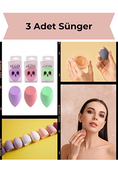 Tilda BSC. & Home 3 Adet Makyaj Renkli Makyaj Süngeri