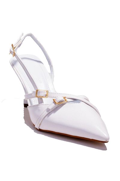 DAGOSTER Dza07- 11792105 c Pantofi de damă clasici cu toc cu cataramă din piele lăcuită albă