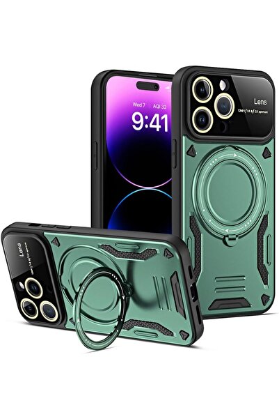 Deppo Trend iPhone 15 Pro Max Uyumlu Kılıf Magsafe Standlı Kamera Lens Koruma...