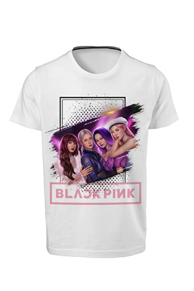 oneagılyazı Λευκό παιδικό μπλουζάκι με στάμπα Blackpink