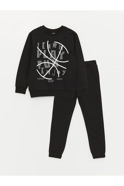 LC Waikiki Boy - Crew Neck Printed Long Sleeve Sweatshirt and Sweatpants