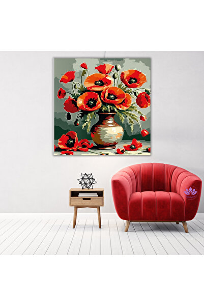 LİLYHOBBYLAND Renkli Baskılı Sayılarla Boyama Hobi Seti (Çerçeveli) 40X40-Kar...