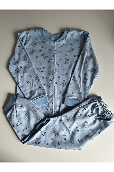 ZYS Ayıcık Desenli Çıtçıtlı Erkek Çocuk Pijama Takımı