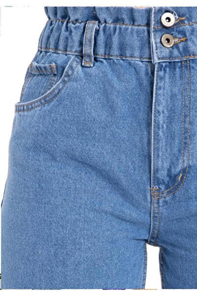 şerife gök beli lastikli ispanyol paça jean