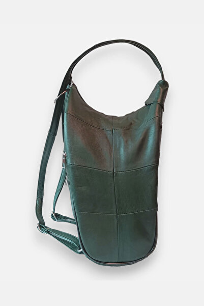 Lederax Rucsac cu mai multe compartimente din piele naturală și geantă de umăr LD52