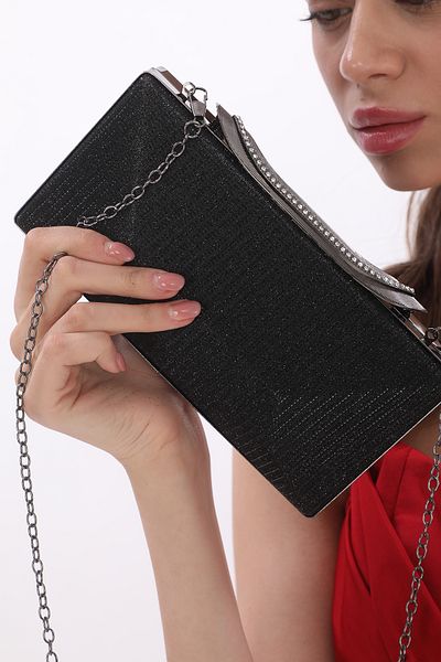 womenacs Culoare Neagră Material Piept Stone Rochie De Seară De Damă Clutch Portofoliu Nuntă Logodnă Geantă De Seară Henna