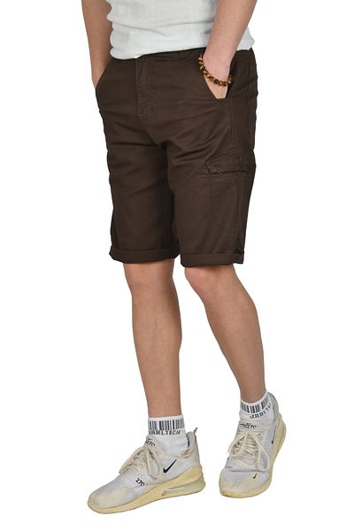 DeepSEA Ανδρικό καφέ New Season με φερμουάρ Slim Fit Cargo σορτς Capri 2301613