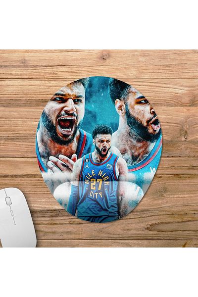 Pixxa Jamal Murray - Denver Nuggets - موديل لوحة ماوس NBA مع دعم للمعصم - 3 بيضاوي