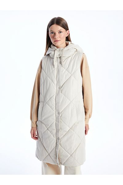 LC Waikiki Hooded Quilted Patterned Women's Puffer Vest