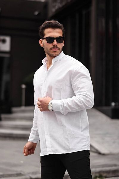 Minharir High Collar Oversize Linen Shirt