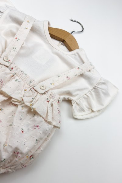 Globaby Floral Patterned 2-Piece Girl's Set with Slippers